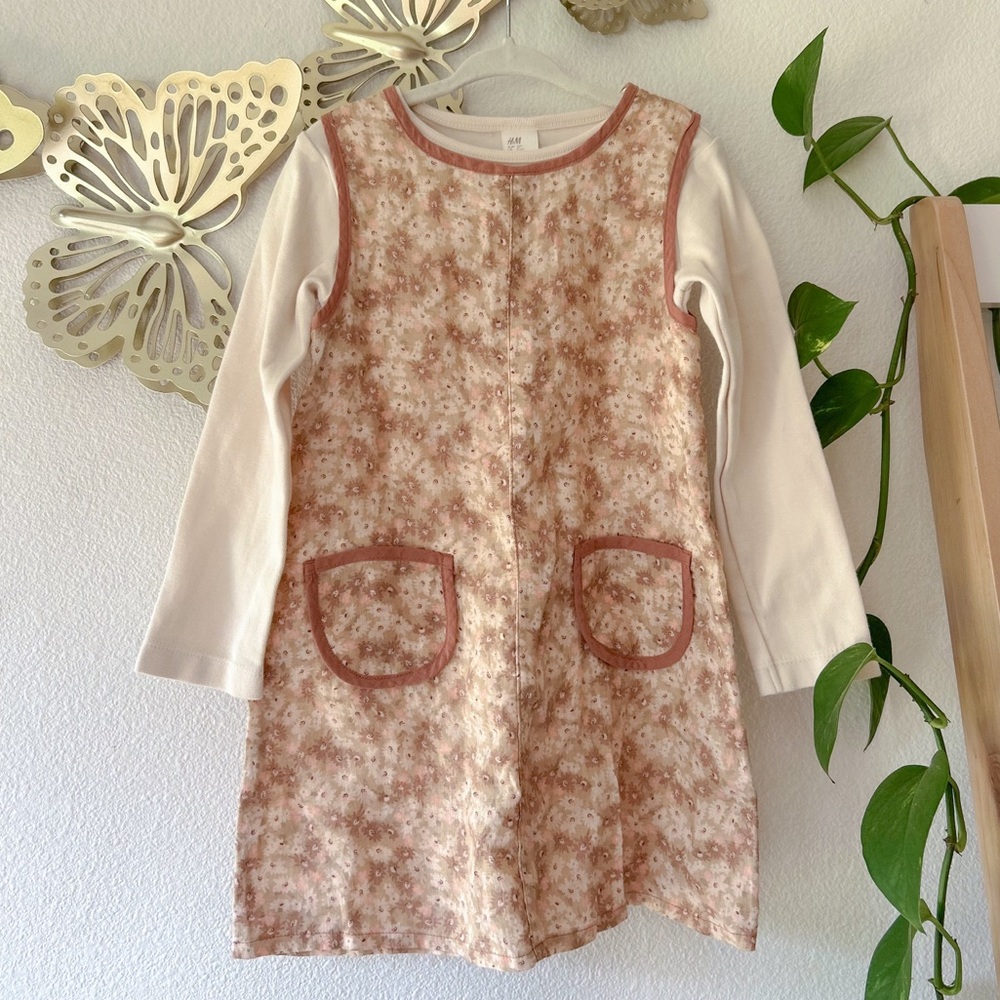 H&M Linen Pinafore + Long Sleeve Set